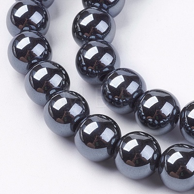 Non-Magnetic Synthetic Hematite Beads Strands G-H1623-8mm-2-1