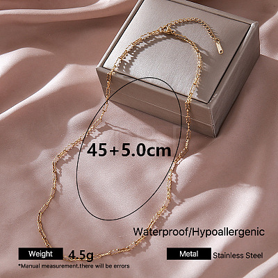 304 Stainless Steel Wavy Rectangle Link Chain Necklaces for Women PU1491-3-1