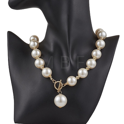 Imitation White Pearl Acrylic Beaded Necklaces NJEW-JN05122-02-1