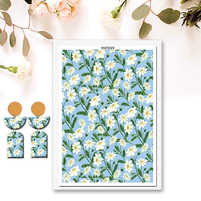 Flower Pattern Ceramics Clay Water Transfer Paper PW-WG39513-07-1