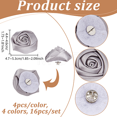 16Pcs 4 Colors Rose Cloth Brooch JEWB-GA0001-45-1