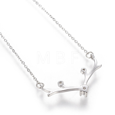 Brass Micro Pave Cubic Zirconia Pendant Necklaces NJEW-I230-13-1