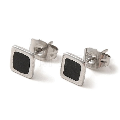 304 Stainless Steel Square Stud Earrings EJEW-C114-06P-01-1