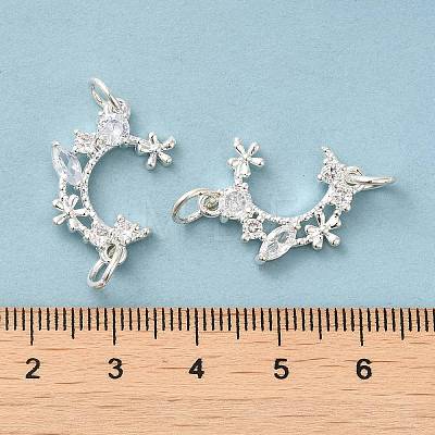 Rack Plating Brass Pave Clear Cubic Zirconia Connector Charms KK-K273-08S-1
