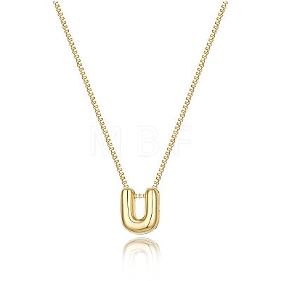 Brass Initial Pendant Box Chain Necklaces for Women FS-WG5C822-21-1