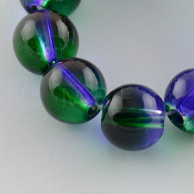 Spray Painted Transparent Glass Bead Strands X-DGLA-R023-8mm-02-1