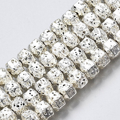 Electroplated Natural Lava Rock Beads Strands G-T114-64S-1