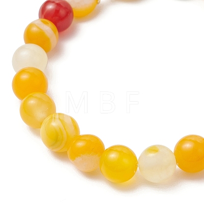 Natural Striped Agate Round Beaded Bracelets BJEW-JB11924-02-1