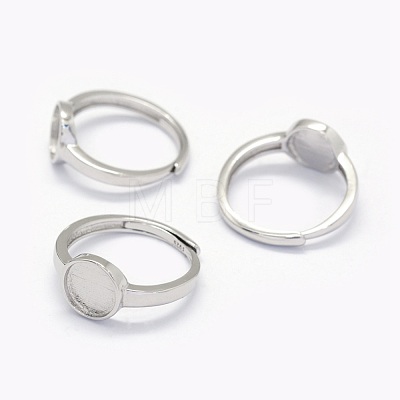 Anti-Tarnish Rhodium Plated 925 Sterling Silver Finger Ring Components STER-E061-01C-P-1