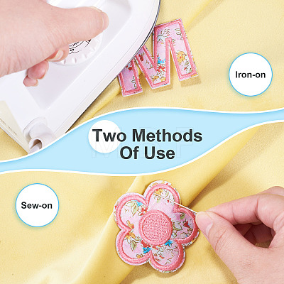 2 Sets Polyester Embroider Self-adhesion Thread Iron on/Sew On Patches PATC-TA0001-54B-1
