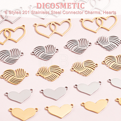 24Pcs 6 Styles 201 Stainless Steel Connector Charms STAS-DC0011-02-1