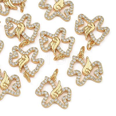 SHEGRACE Brass Micro Pave Clear Cubic Zirconia Charms XGRQ4S997-749G-1