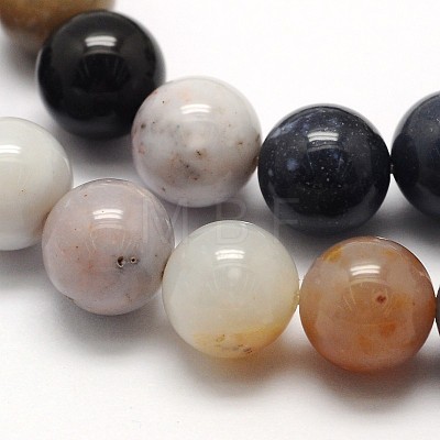 Natural Dendritic Agate Round Beads Strands G-N0166-01-8mm-1