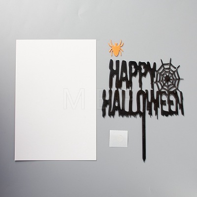 Acrylic Spider & Halloween Word Cake Insert Card Decoration DIY-H109-04-1
