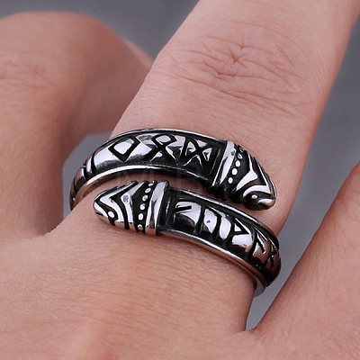 Titanium Steel Word Open Cuff Ring FIND-PW0020-16G-1