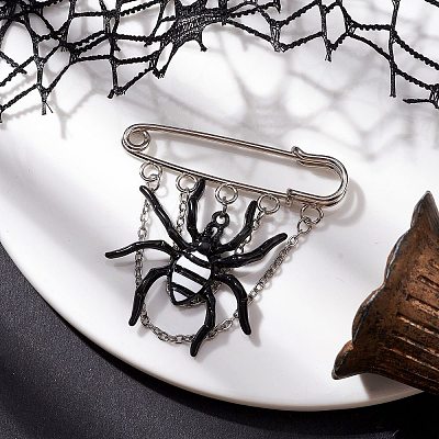 Halloween Spider Alloy Enamel Charm Brooch Pin JEWB-TA00018-1