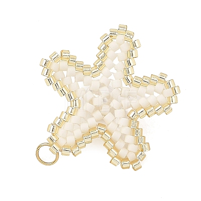 MIYUKI Glass Seed Beaded & Shell Pearl Pendants PALLOY-MZ01378-01-1