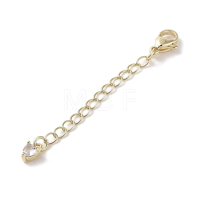 Brass Micro Pave Clear Cubic Zirconia Chain Extender KK-G491-52B-G-1