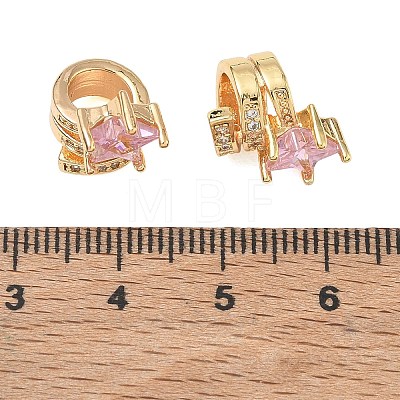 Brass Micro Pave Cubic Zirconia European Beads CU-CBAB0CF-08G-03-1