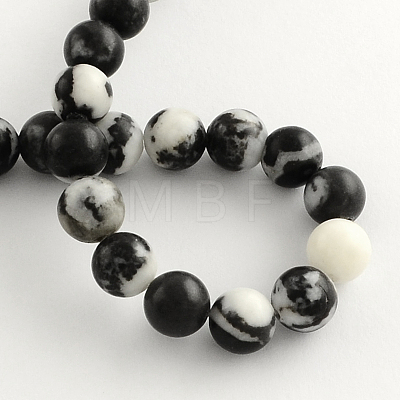 Round Natural Zebra Jasper Beads Strands G-R253-8mm-1