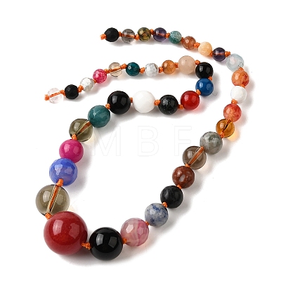 Natural Mixed Stone & Glass Round Beads Strands X-G-C188-01-1