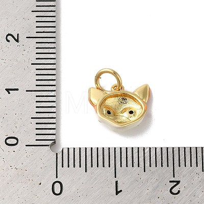 Cat Head Rack Plating Brass Micro Pave Cubic Zirconia Enamel Charms KK-G504-14G-1