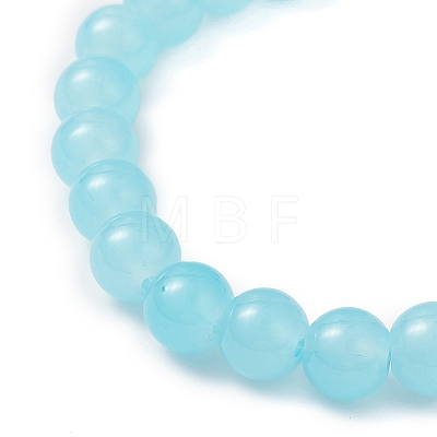 6Pcs Round Spray Painted Imitation Jade Glass Beads Stretch Bracelets for Women BJEW-JB12881-1