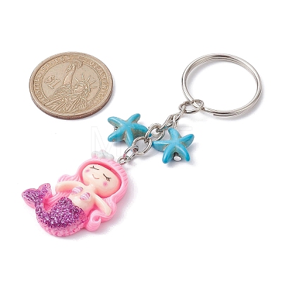 Mermaid Opaque Resin Pendant Keychain X1-KEYC-JKC00624-03-1