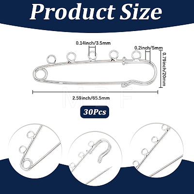 30Pcs Iron Brooch Findings IFIN-SC0002-10A-P-1