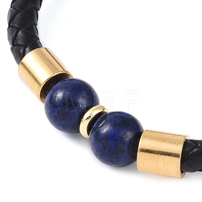 10.5mm Round Natural Lapis Lazuli Bead Bracelets BJEW-A009-07G-02-1