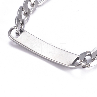 Tarnish Resistant 304 Stainless Steel Figaro Chain ID Bracelets BJEW-G631-02P-1