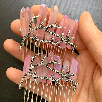 Natural Crystal Hair Combs PW-WGC6E88-15-1