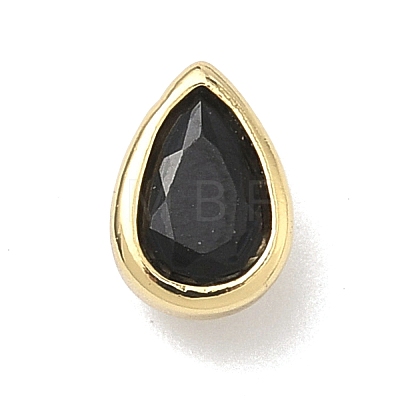 Teardrop Brass Micro Pave Cubic Zirconia Cabochons KK-P345-13G-B04-1