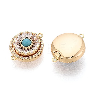 Brass Pave Clear Cubic Zirconia Magnetic Clasps KK-N287-09G-1