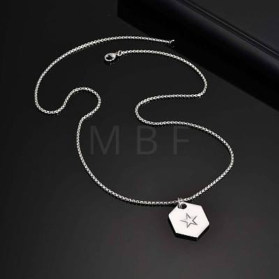 304 Stainless Steel Star Dog Tag Pendant Box Chain Necklaces for Men WGDBA2D-03-1