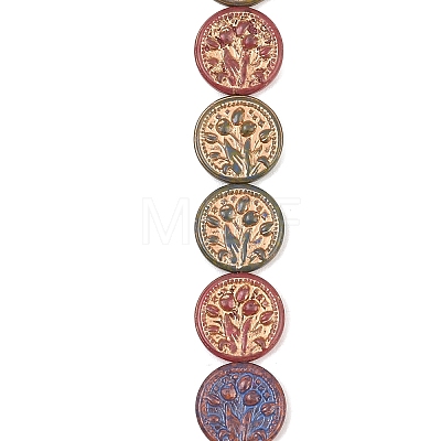 Painted Glass Beads Strands GLAA-F133-07G-1