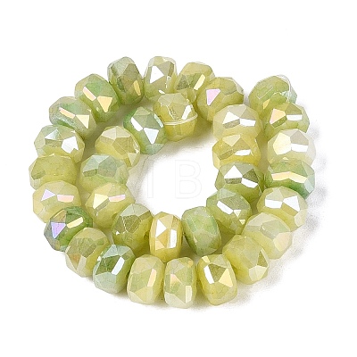 Electroplate Crackle Imitation Jade Glass Beads Strands EGLA-Q135-01A-C06-1