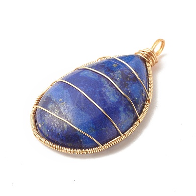 Dyed Natural Lapis Lazuli Pendants PALLOY-JF01332-1