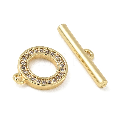 Brass Micro Pave Clear Cubic Zirconia Toggle Clasps CU-CBAC675-06G-1