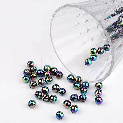 Faceted Colorful Eco-Friendly Poly Styrene Acrylic Round Beads SACR-K001-8mm-45-1