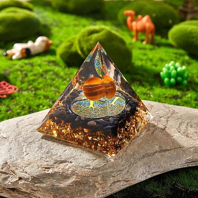 Natural Black Stone Crystal Pyramid Decorations JX072A-1