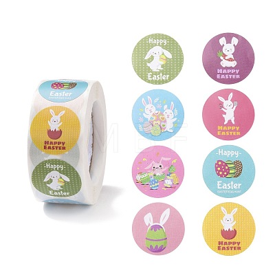 8 Patterns Easter Theme Self Adhesive Paper Sticker Rolls DIY-C060-03C-1