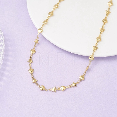 304 Stainless Steel Heart Star Link Chain Necklaces NJEW-JN05618-1