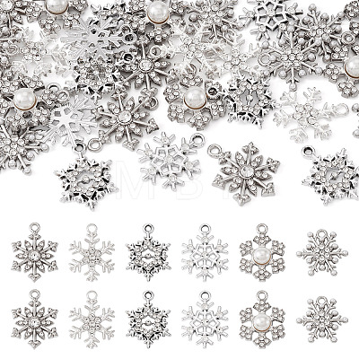 36Pcs 6 Styles Alloy Rhinestone Pendants FIND-TA0010-05-1
