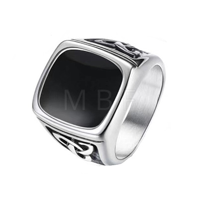 316 Stainless Steel Finger Ring with Enamel for Men PW-WG56139-16-1