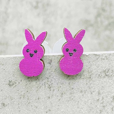 Easter Wood Stud Earrings FS-WG5624F-04-1