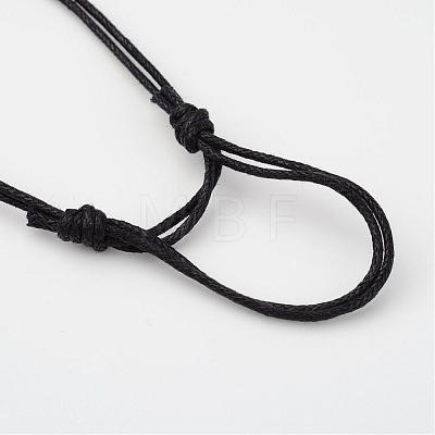 Adjustable Natural Lava Rock and Waxed Cotton Cord Bracelets BJEW-JB02333-01-1