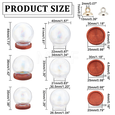 6 Sets 3 Style Glass Dome Cover ODIS-DR0001-02-1