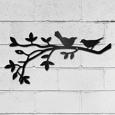Birds on the Branch Pattern Iron Wall Signs AJEW-WH0286-036-1