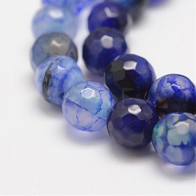 Faceted Natural Dragon Veins Agate Beads Strands G-F447-8mm-E01-1